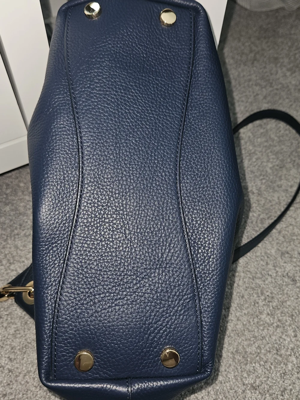 Michael Kors Navy Leather Shoulder Bag with Gold Hardware